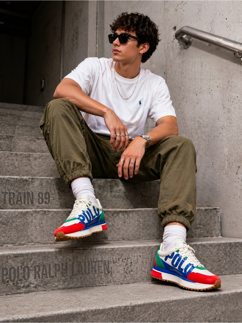 Polo Ralph Lauren Train 89 Sneakers Mens Colorblock Logo Shoes Retro Runner